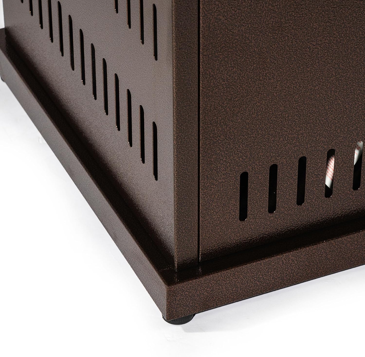 28in Square Propane Fire Pit Table with Stainless Steel Lid – Outdoor/Indoor Brown Fire Table for Patio, Deck, Living Room (1 Doors)