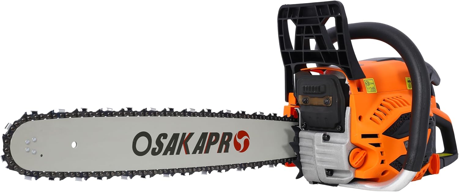 62 cc 2-Cycle Gas Powered Chainsaw, 20 in Gas Chainsaw, Handheld Cordless Gasoline Chain Saw for Tree Felling, Firewood Cutting, Wood Cutting and Tree Trimming