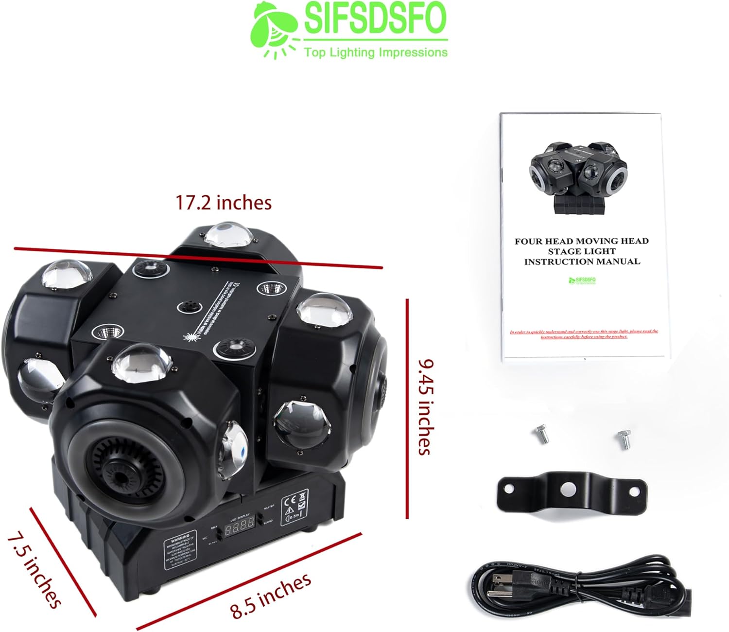 4Head Moving Disco Lights W/ 16Light Strips RGBW LED Rotating Beam Stage Spotlight Event Lighting W/DMX & Sound Control, for DJ KTV Disco Party Wedding Concert Halloween Christmas Festivals