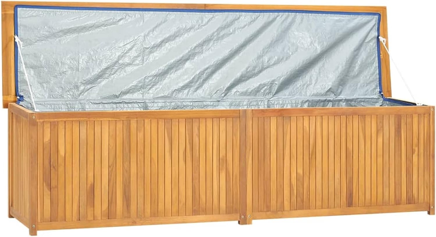 Outdoor Storage Box, Large Wooden Deck Box with Waterproof Lining, 78.7x19.7x21.7 in Teak Wood, for Patio, Garden, or Balcony Storage
