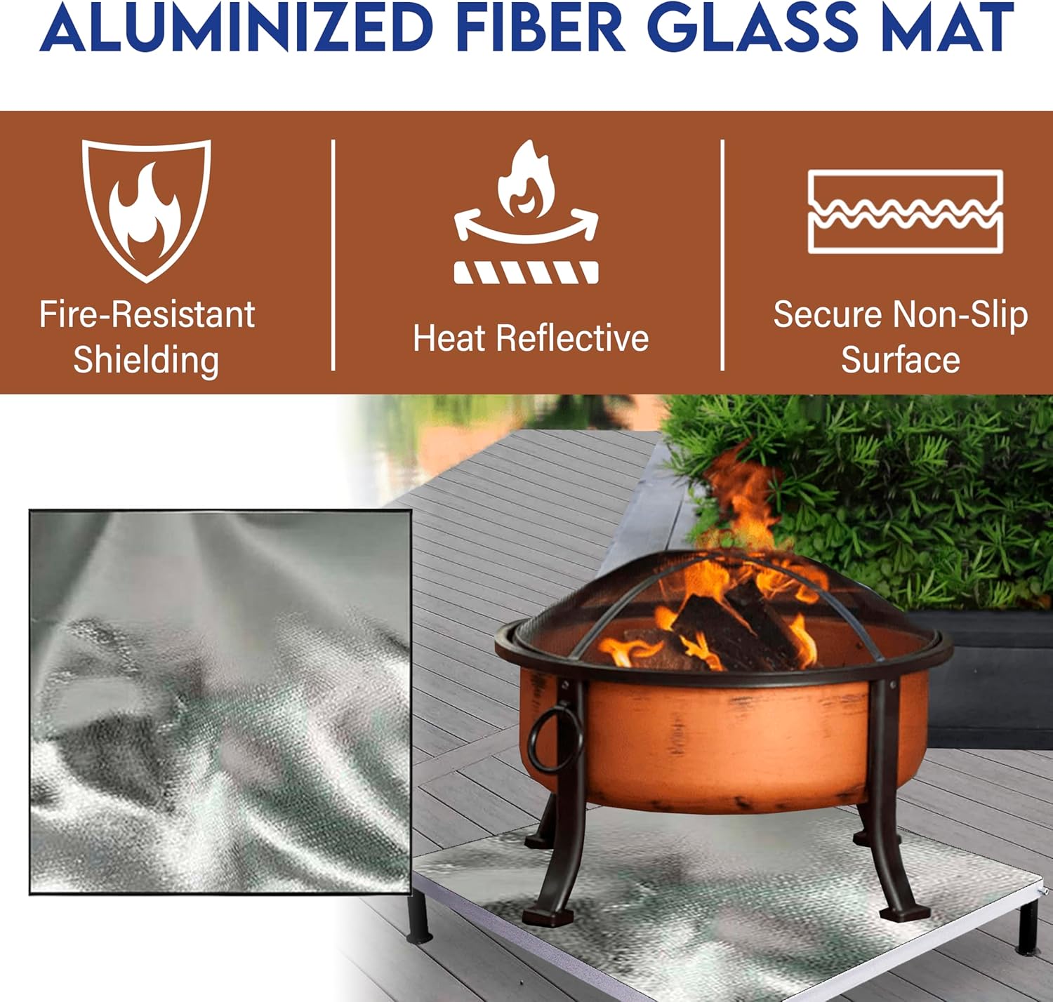 FEBTECH Deck Defender and Grass Guard Fire Pit Heat Shield 26