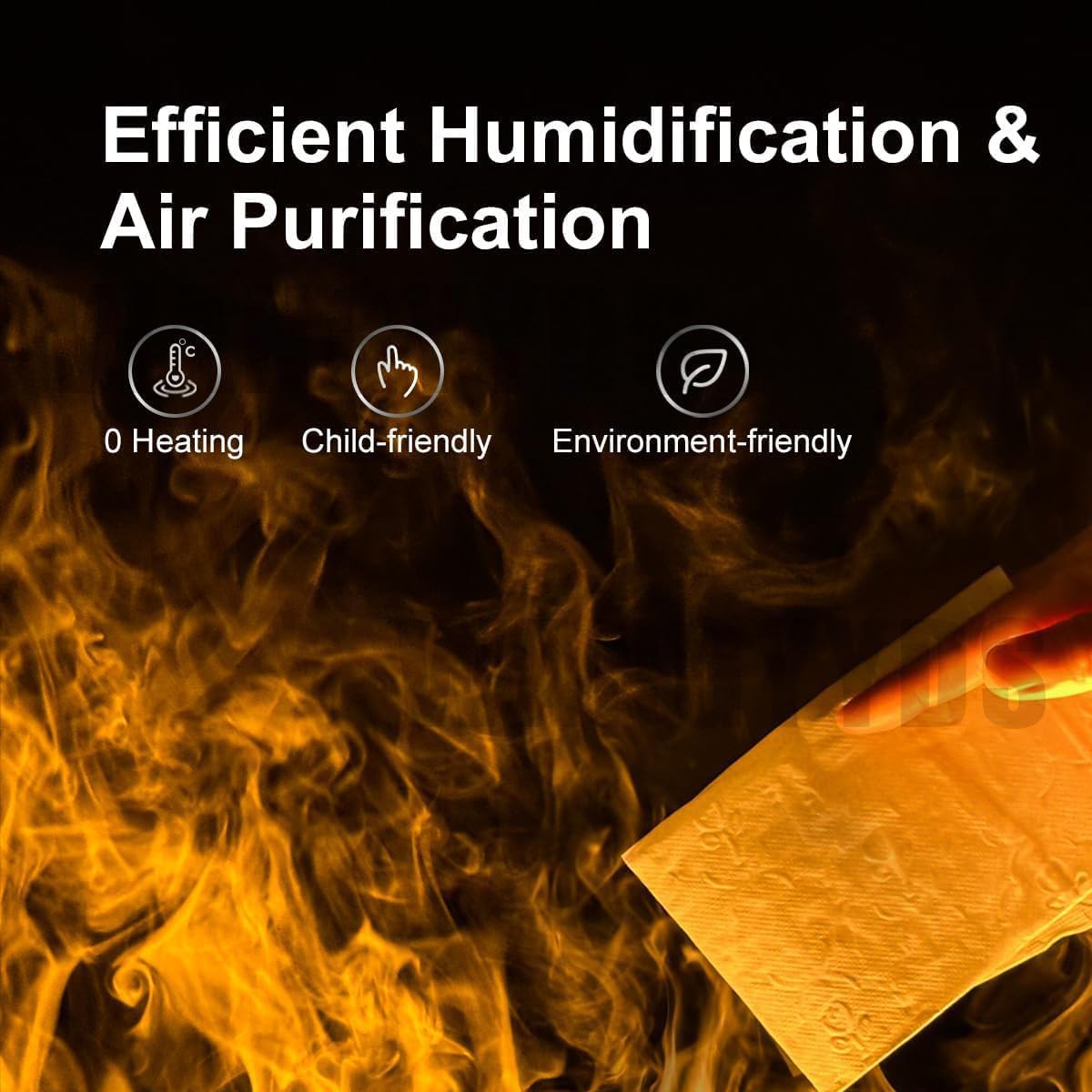 Electric Fireplaces, 70cm-150cm/27.6-59.1 Inches Fireplace for Bedroom, Ultra Thin Electric Fireplace, Chiminea Electrica Para Sala 3D Simulated Touchable Steam Flame with 7 Flame Colors,150cm/59.1in