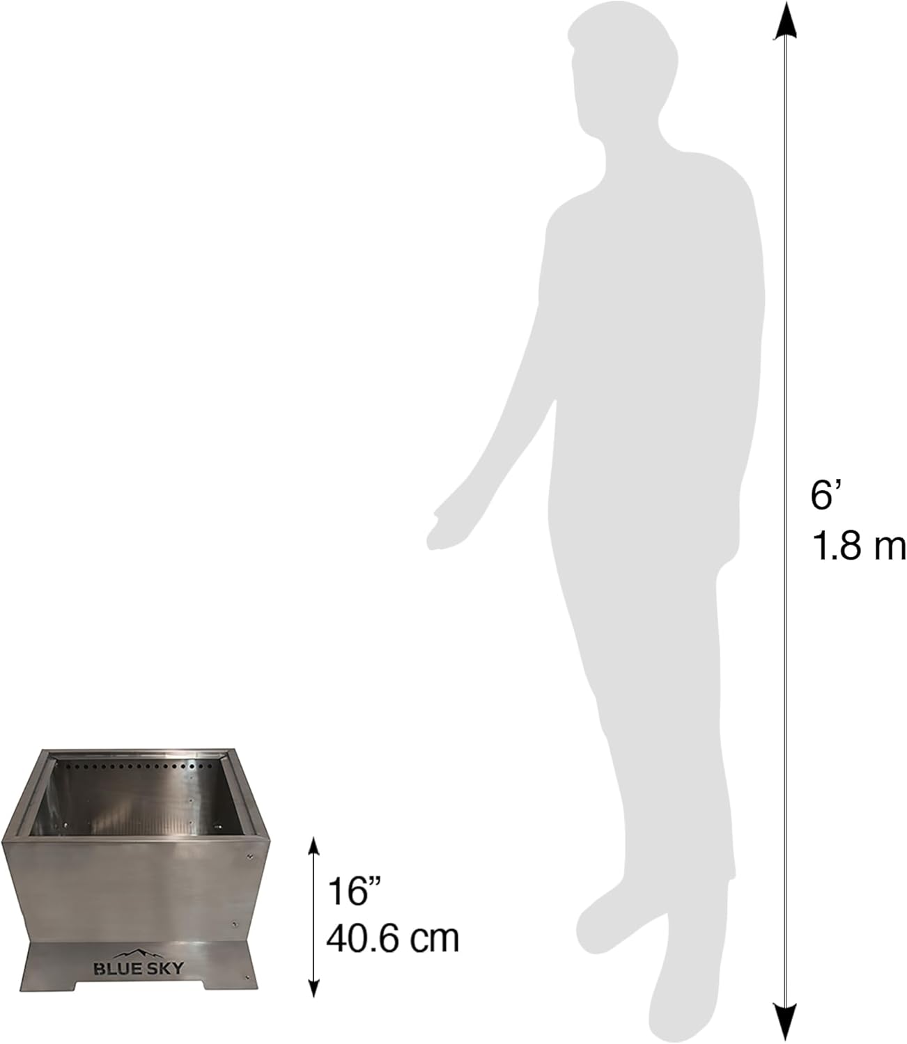 Blue Sky Outdoor Living Fire Pit - 22.00 x 16.00 Square Peak Smokeless Fire Pit with Stainless Steel Construction & Removable Ash Catch