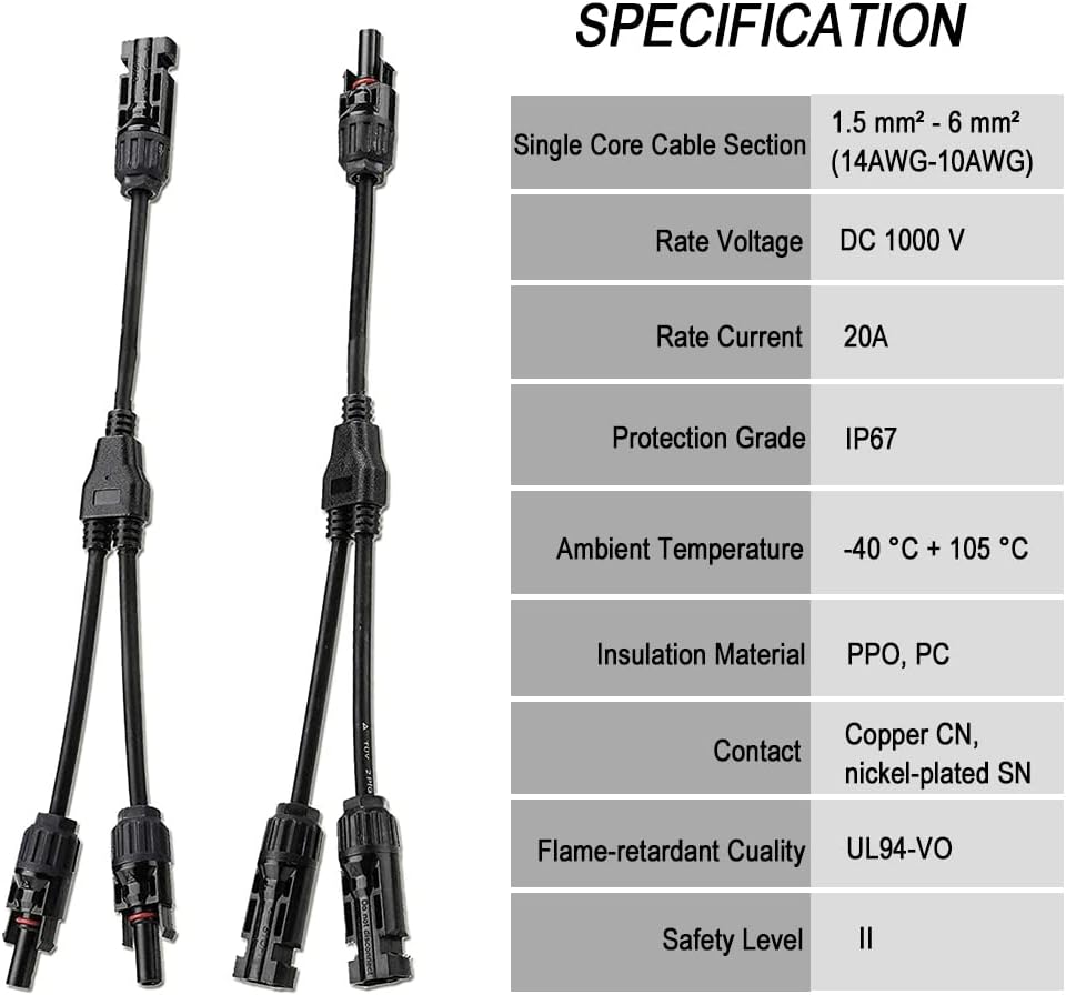 1000W PWM Wind Solar Hybrid Charge Controller + 10FT 10AWG Solar Panel Extension Cable + Y Branch Connector + 10 Pairs M-C-4 Cable Connectors Kit