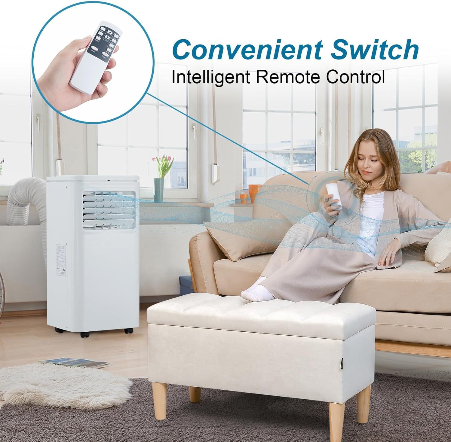 Garvee 10000BTU Portable Air Conditioner 3 in 1 AC Cooling, Dehumidifier, Fan, w/LCD Display, Remote Control, Cooling Up to 450 sq.ft, for Bedroom, Office