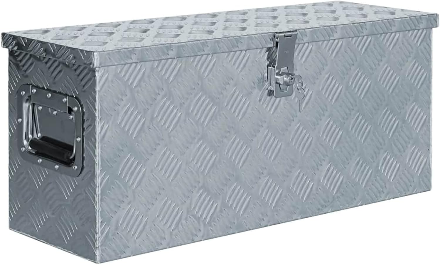Aluminum Storage Box, Lightweight Outdoor Deck Box with Lockable System, 30.1x10.4x13 Inches, Silver, for Patio, Garage, and Camping
