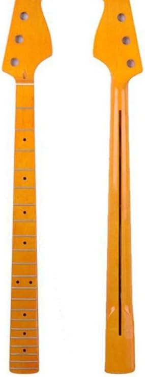 21 Frets Maple Yellow Color Glossy Electric Bass Guitar Neck Fingerboard Nut Width 38mm Musical Instruments Accessories