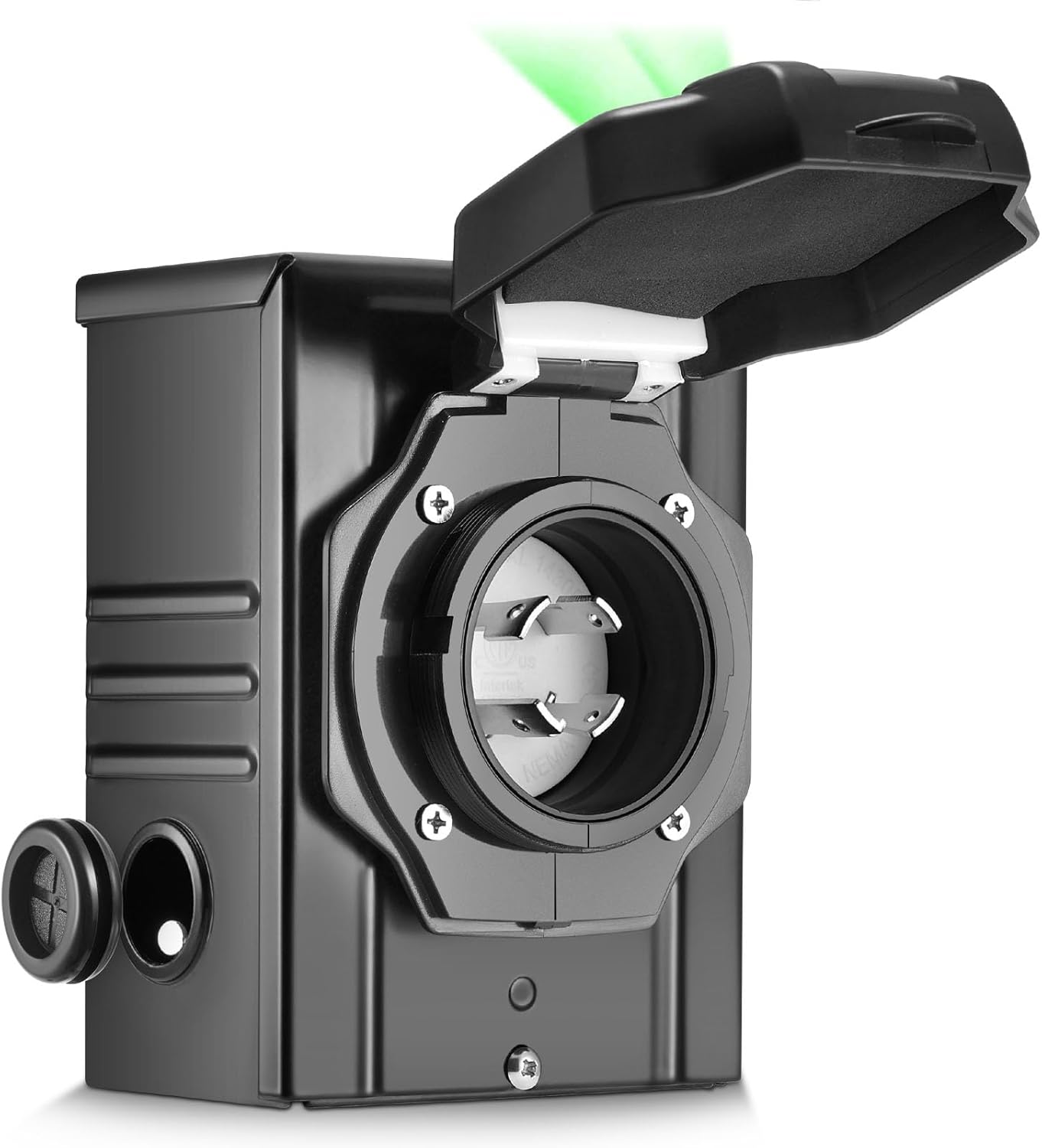 30 Amp Generator Power Inlet Box, NEMA L14-30P Power Inlet Box with 4 Power Inlet, 125/250 Volt, Up to 7500 Watts, Weatherproof Generator Inlet Box with Light Indicator,