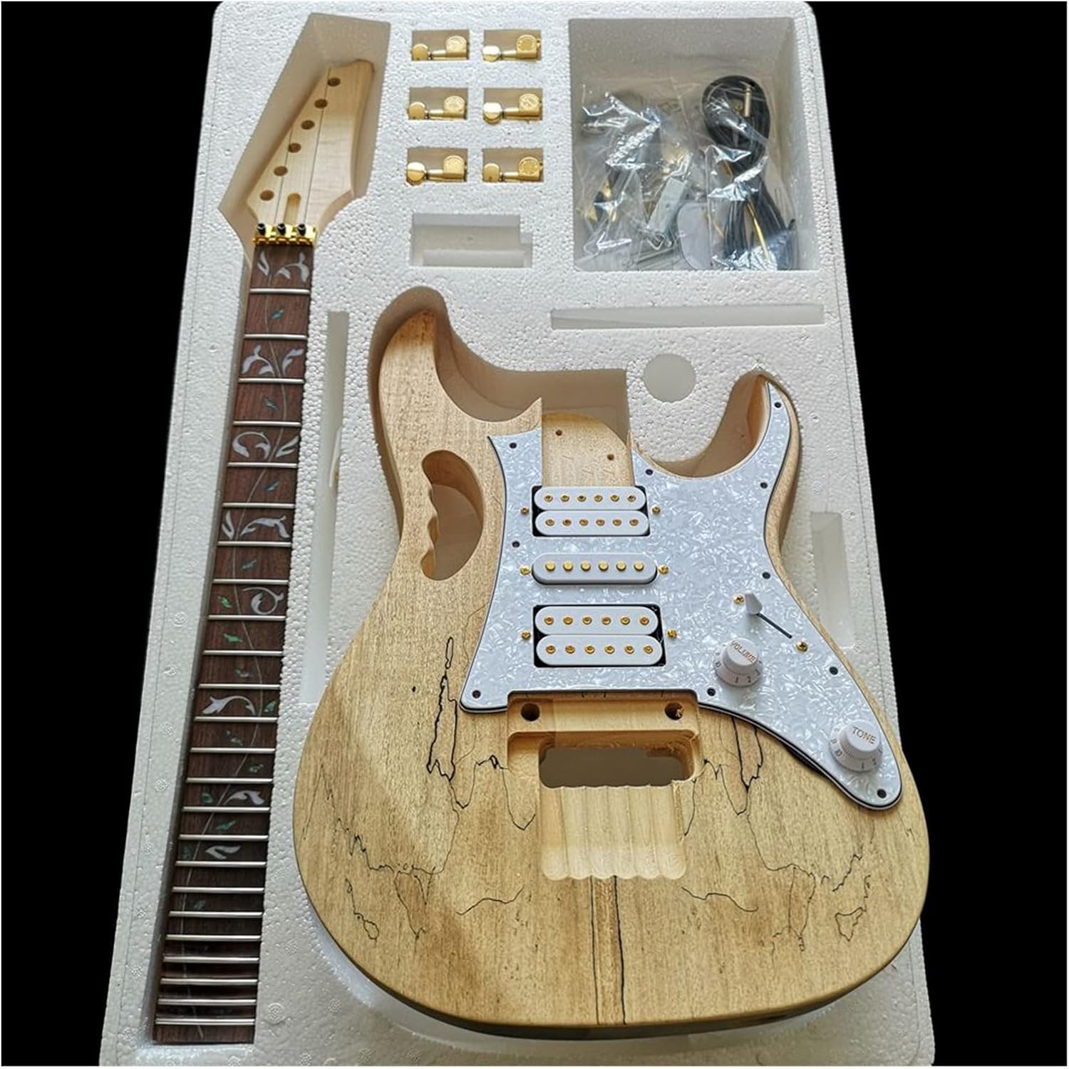 Electric Guitar Making Components Making Materials Accessories Maple Basswood Solid Wood Body DIY Guitar Kit (Color : 1)