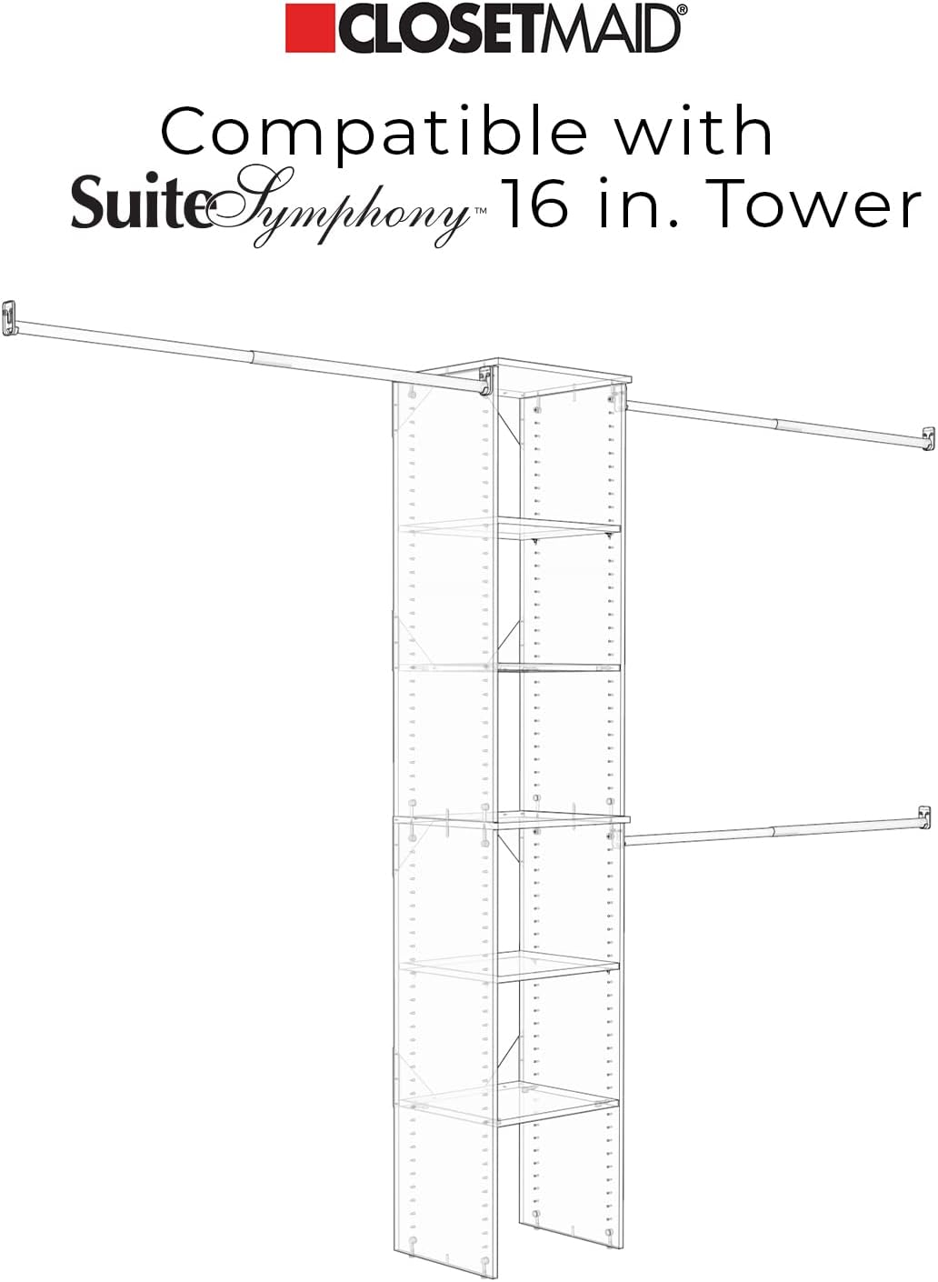 ClosetMaid SuiteSymphony Wood Closet Drawer, Add On Accessory, Modern Style, for Storage, Closet, Clothes, 16” x 10” Size for 16 in. Units, Natural Gray/Satin Nickel