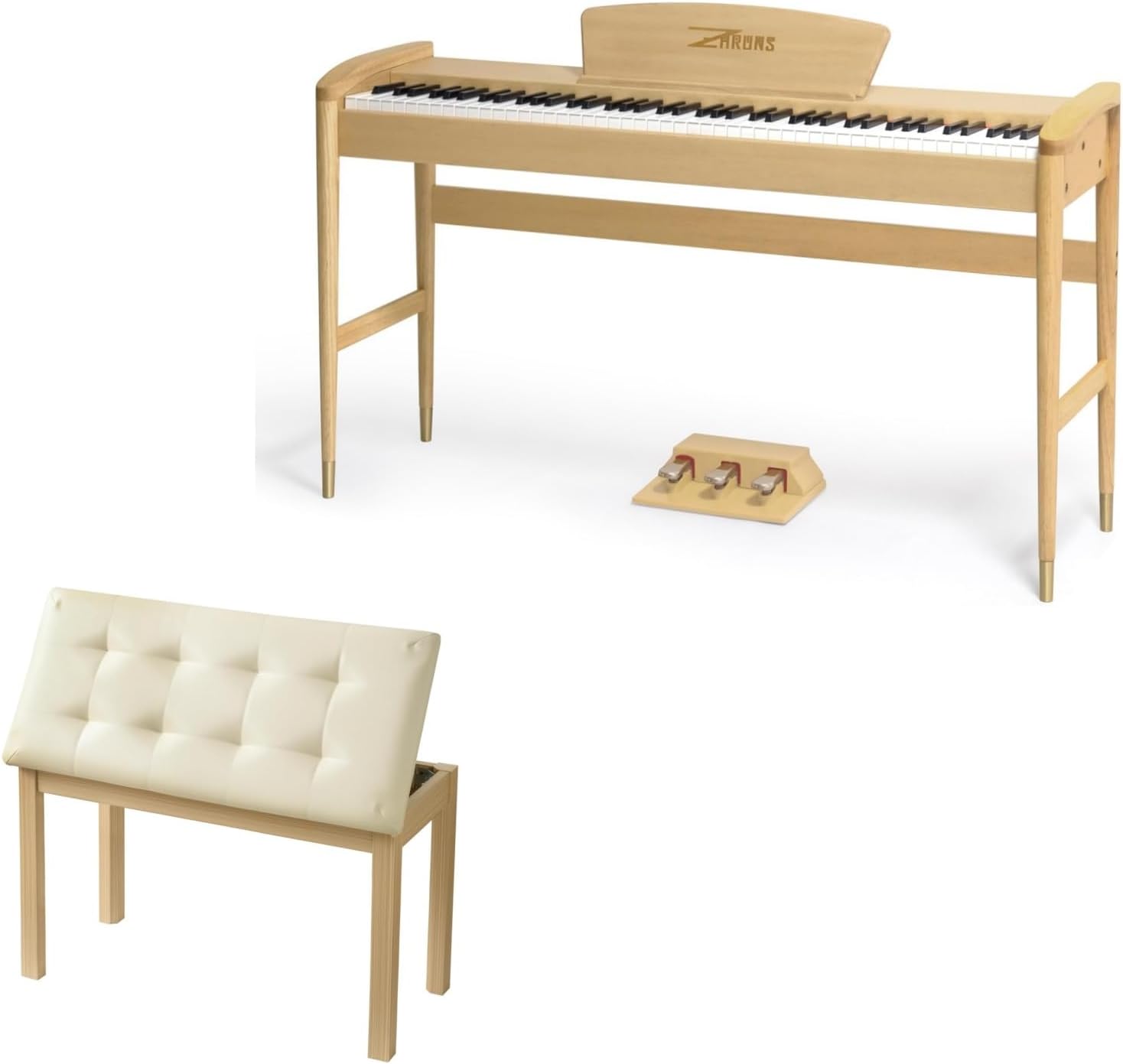 ZHRUNS 88 Key Piano Keyboard Digital Piano with Solid Wood Furniture Stand