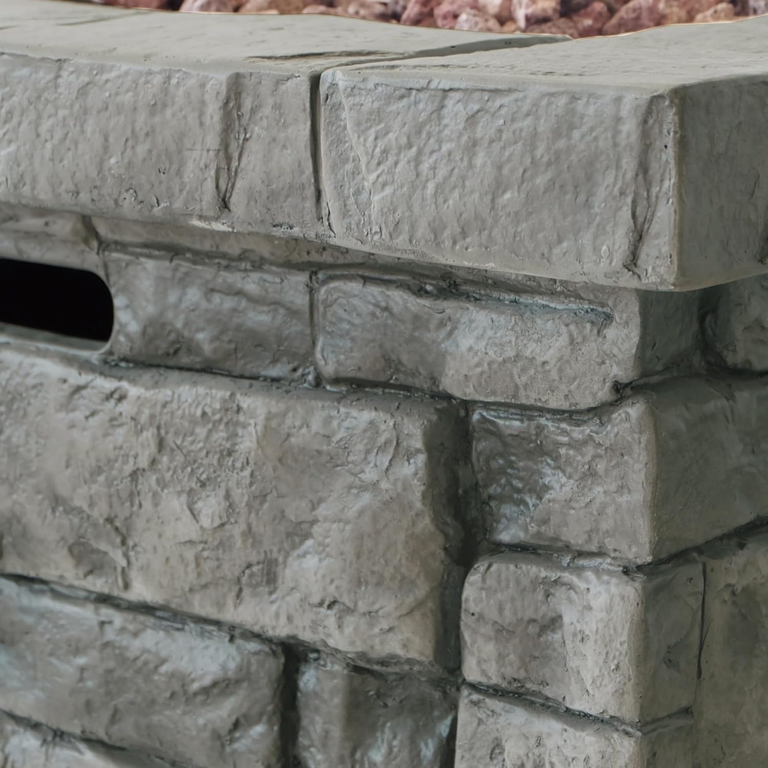 Chery Industrial 30 Inch Outdoor Square Magnesium Oxide Propane Fire Pit, 40,000 BTU Patio Gas Fire Table with Steel Frame, Lava Rocks, Smokeless Heating, Grey