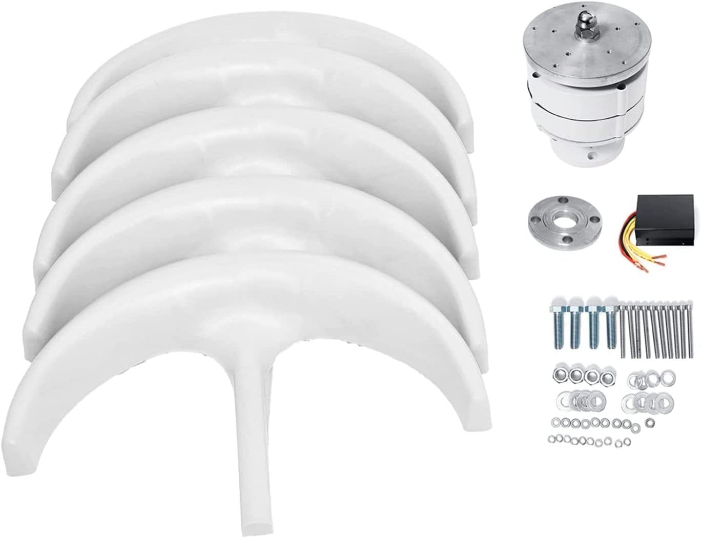 LiuSj JUnSt 9000W Wind Generators for Homes Use, 5 Blades Wind Turbines Generator 12V 24V 48V Energy Turbines Generator with Controller (White)