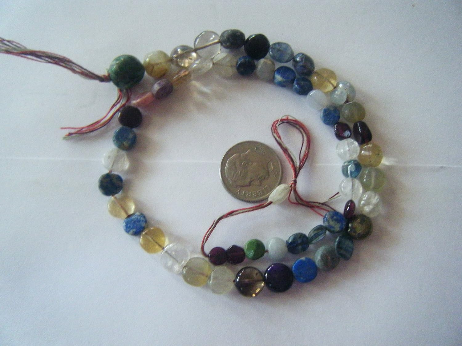 Beads, One of A Kind High End Multi-Gemstone Graduated 8-10mm Flat Round Beads 14