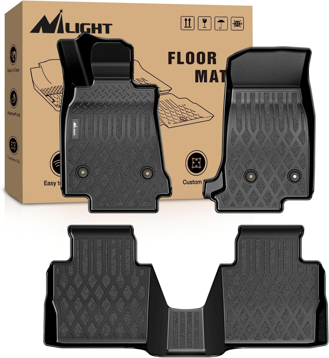 Nilight TPE Floor Mats for Cadillac CT5 2019 2020 2021 2022 2023 2024 All Weather Custom Fit Heavy Duty Floor Liners
