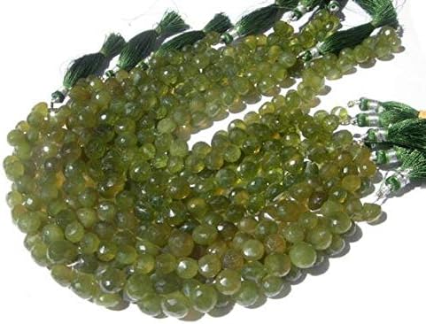 13 inch natural beads strand of 5-8mm faceted onion green vesuvianite gemstone briolletes beads for DIY jewelry - necklace, bracelet, earring, ring.