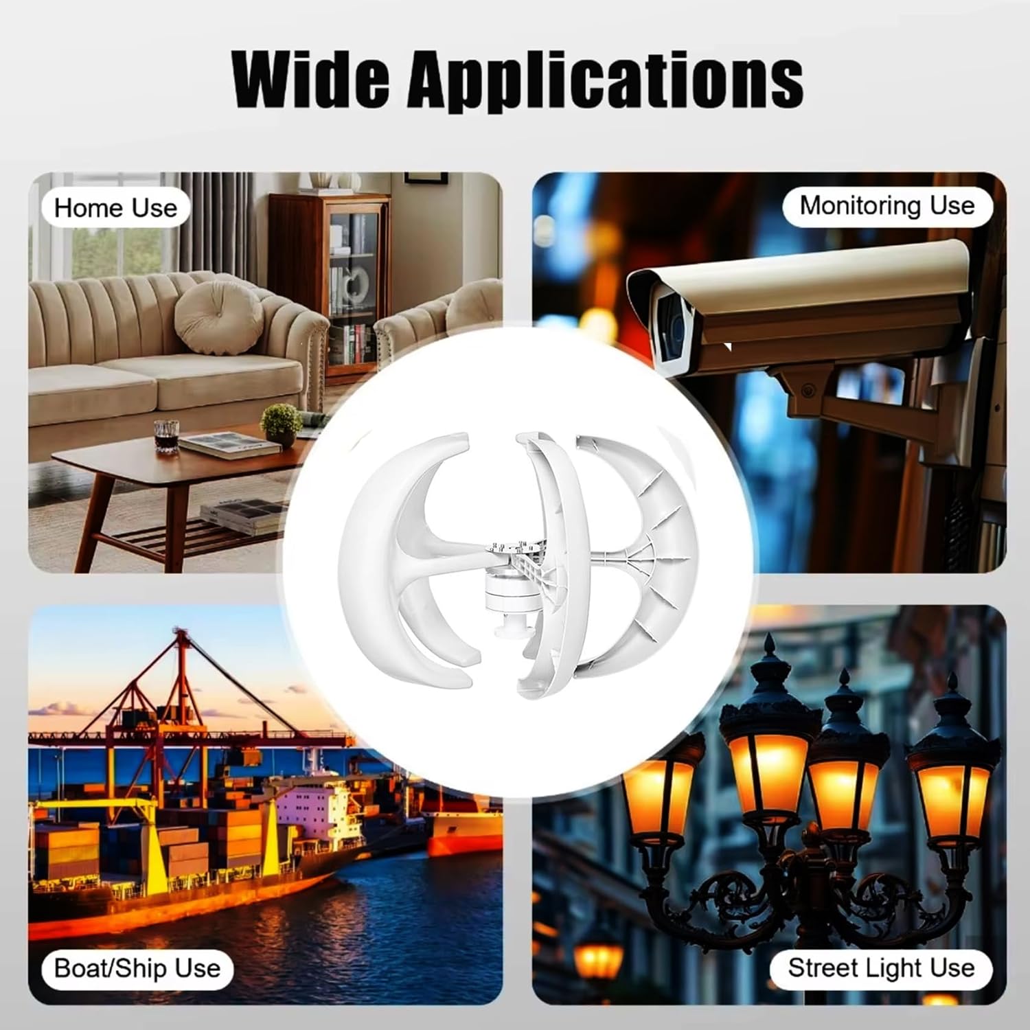 48v,1000W-3000W No Noise Vertical 12V 24V 48V 220V Wind Generator,Wind Turbine Set with MPPT Controller for Home Hybrid Streetlight Use (White)