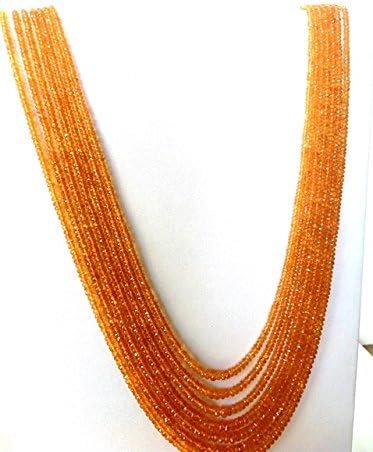 13 inch natural beads strand of 4-7mm faceted round orange garnet gemstone beads for DIY jewelry - necklace, bracelet, earring, ring.