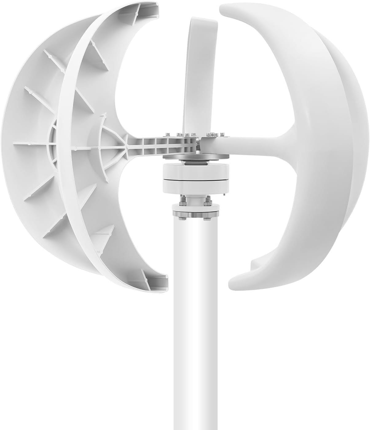 600W 24V Wind Turbine Generator Vertical Axis Garden Boat Wind Motor with Waterproof IP67 Controller for Winds and Solar Complementary Power Generation Systems, White