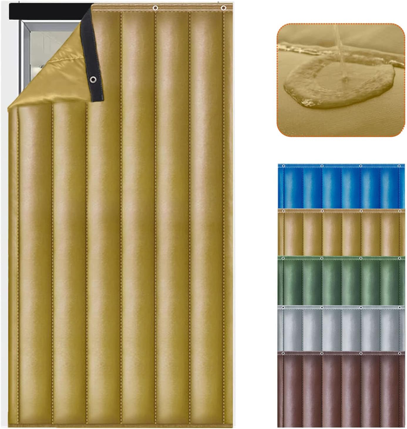 Soundproof Blanket for Doorway, Thick Thermal Fabric Door Cover, Winter Doorway Cover Screen Door Curtain for Air Conditioner Room Heater Room Living Room Back Doors(Gold W60*H91in)