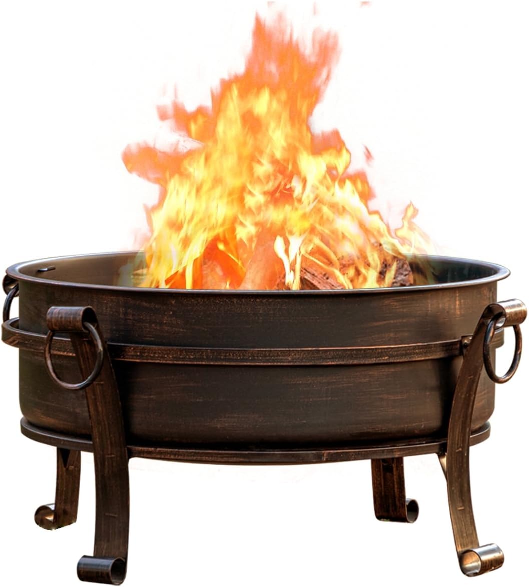 36 Inch Fire Pit with Grill & Lid, Fireplace & Round Table & BBQ 3 in 1 Fire Pit,Heavy Duty Wood Burning Fire Pits for Outside with Fire Poker, Waterproof Cover & Log Grate
