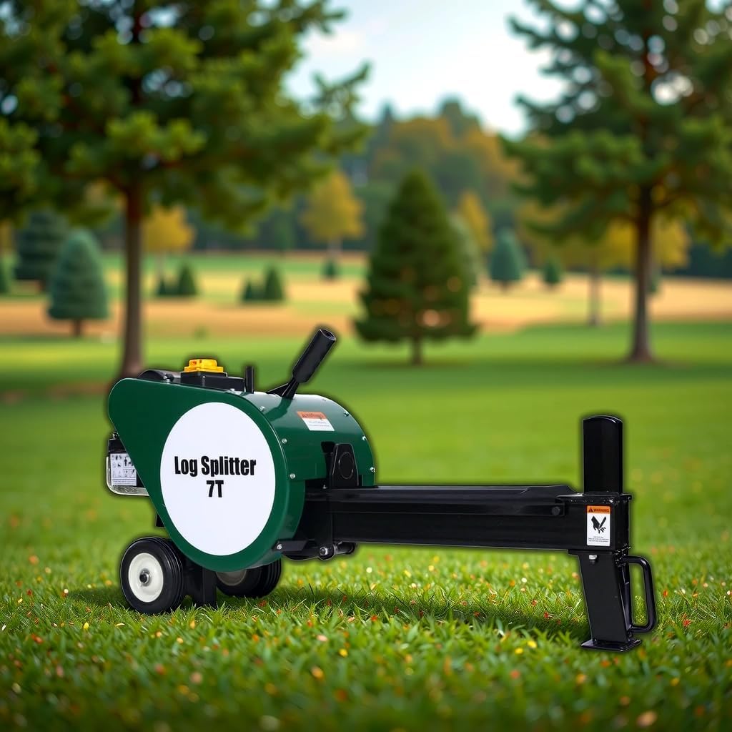 7-ton Electric Log Splitter, Double Flywheel Extra-Fast Splitting Capabilities,Copper Motor Windings, Mobile Wood Cutter for Log Splitting (Electric)