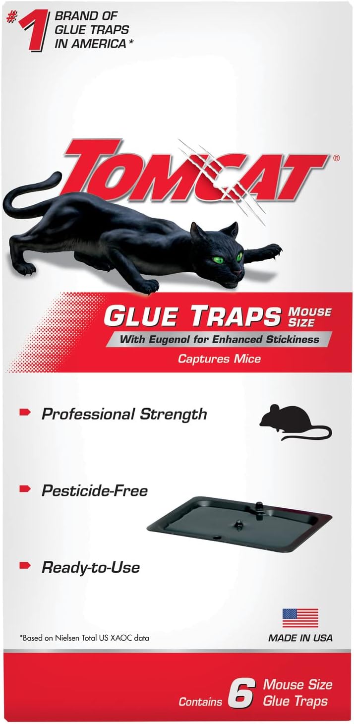 Tomcat Rat Trap with Immediate Grip Glue for Rats, Mice, Snakes, Cockroaches, Spiders, and Scorpions, Ready-to-Use, 6 Count (Pack of 12)