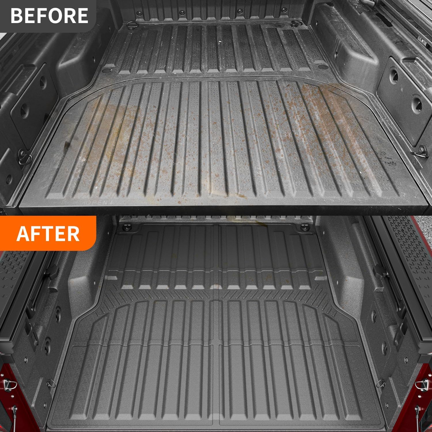 powoq 4.3FT Truck Bed Mat Compatible with 2022-2025 Santa Cruz Truck Bed Liner TPE Bed Mat Truck Liner Replacement for 2022 2023 2024 2025 Santa Cruz Accessories (4.3FT Bed Mat)