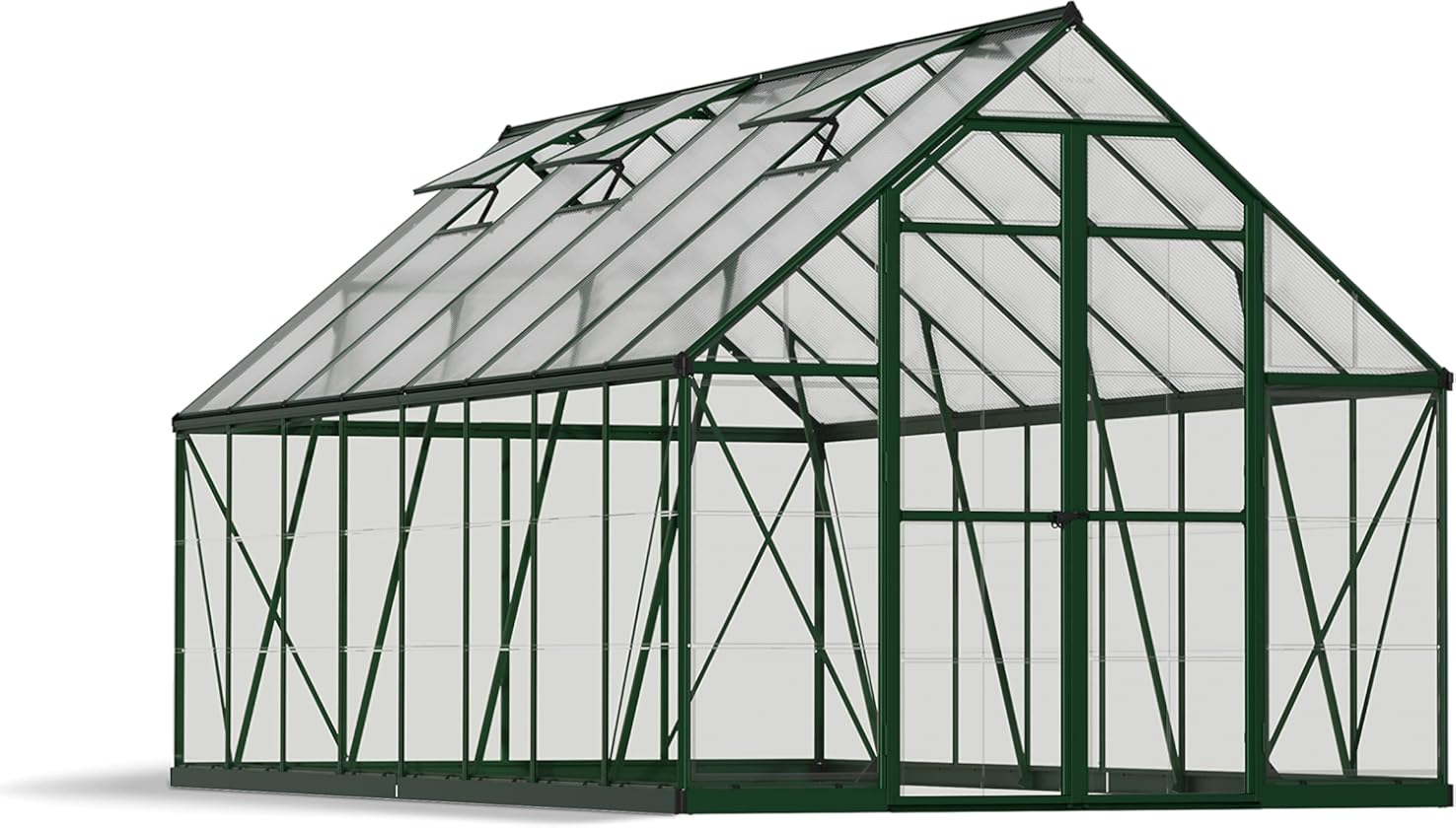 Palram - Canopia Balance 8 x 16 Large Greenhouse for Outside, Heavy Duty, Walk-in, UV Protected Thick Clear Polycarbonate Panels, Wind & Weather Resistant, Maintenance Free Outdoor Garden, Warranty