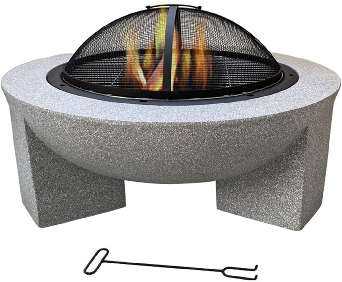 Fire Pit with Grill Shelf, Fire Bowl for Garden and Patio, Outdoor garden fire pit with mesh cover 71 x 29cm with Poker