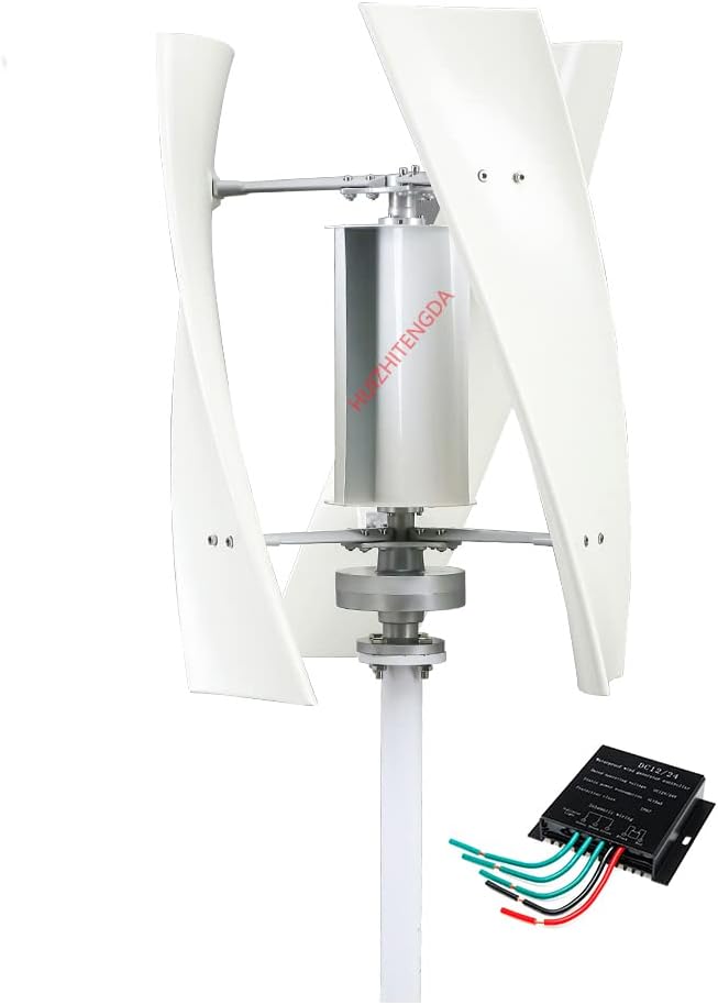 1500W No Noise Portable Vertical Wind Turbine Generator Kit, with 3 Blade,12V 24V 48V Wind Turbine with Charge Controller for Hybrid Solar Wind System