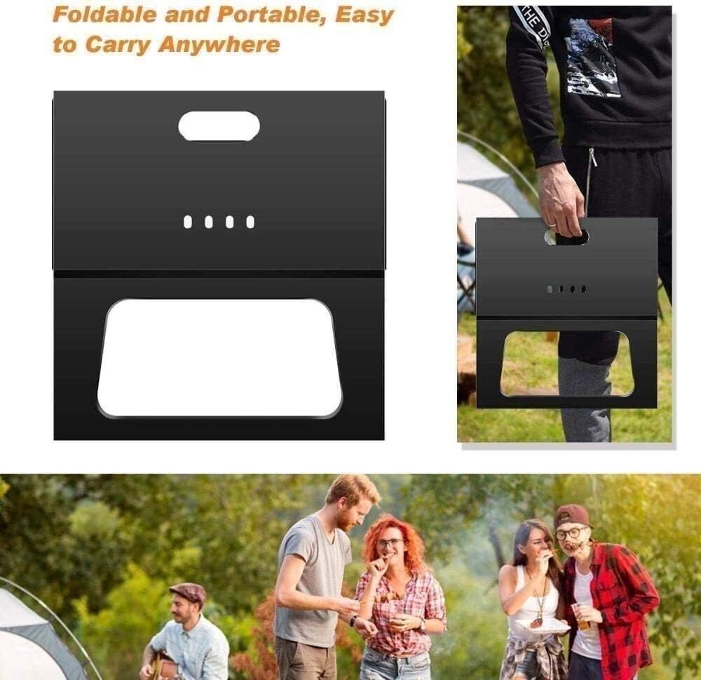 Fire Pits Outdoor Wood Burning Fire Pits Portable Charcoal Grill for Camping Cooking Stainless Steel Mini Folding Barbecue, Stove for Travel, Picnic, RV with Cover BBQ Cooking for Outside Camping