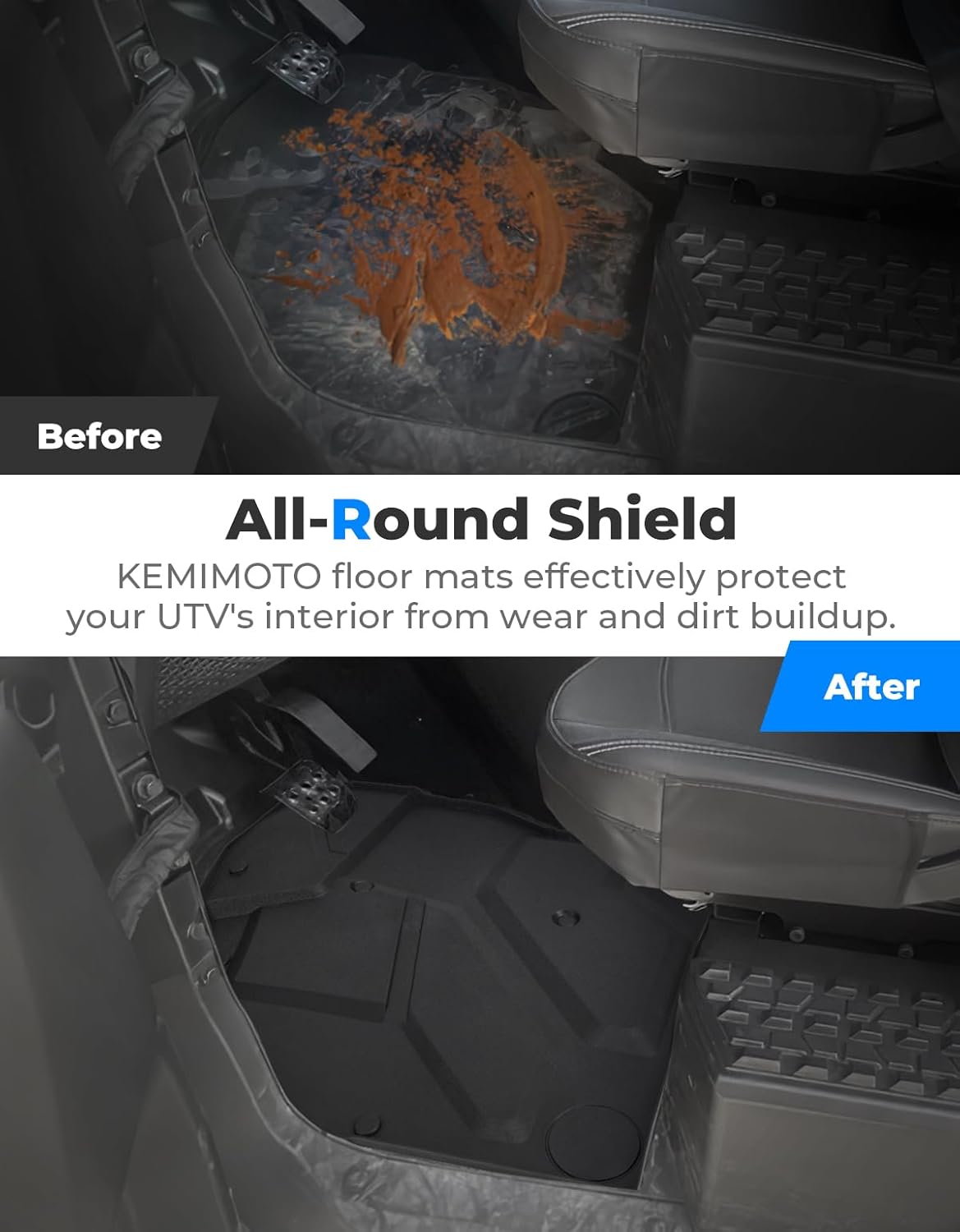 KEMIMOTO TPE Floor Mats Compatible with Polaris Xpedition XP/ADV/XP 5/ADV 5 2024+ Front Interior Anti-Slip Foot Mat - Easy to Clean, 2 PCS Accessories