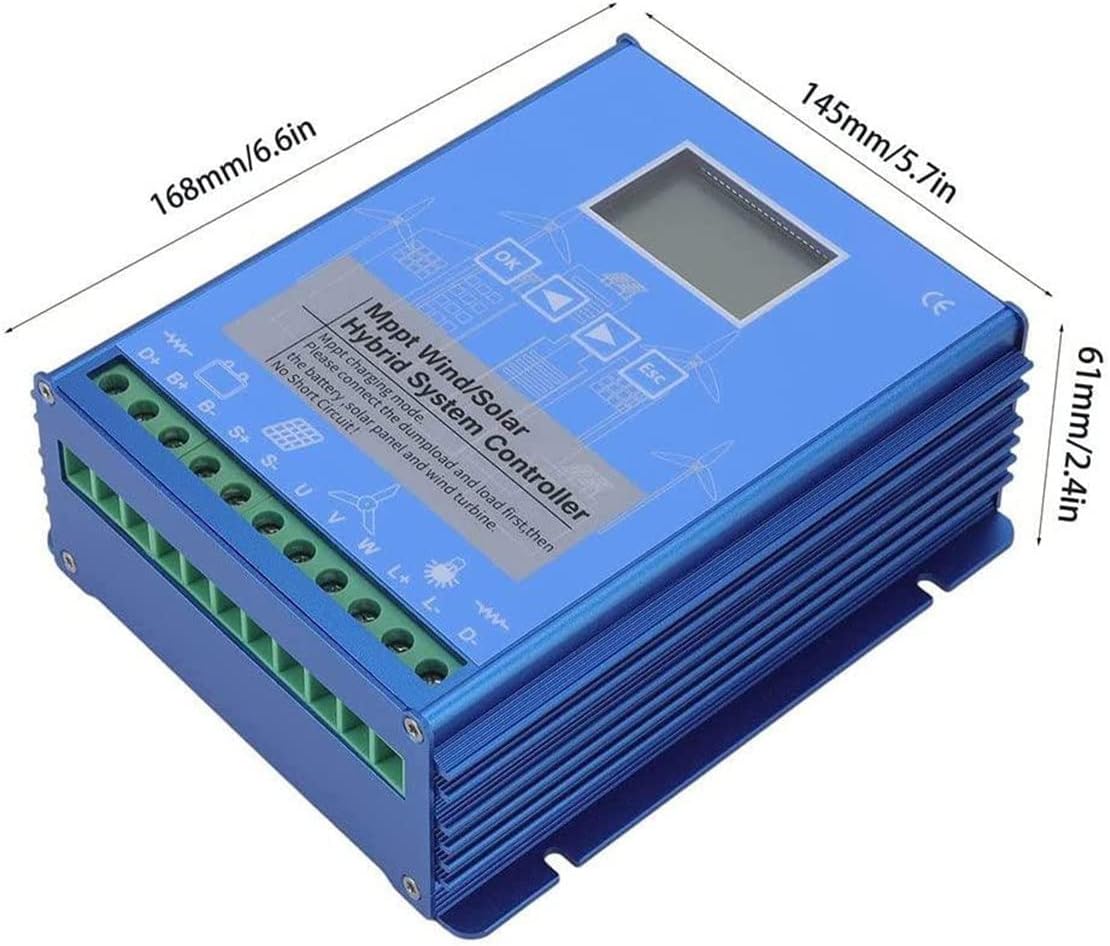 2000W/4000W/6000W MPPT Solar Charge Controller 12V/24V/48V Intelligent Identification Buck Wind Hybrid System Charge Controller Solar Panel Battery Regulator with LCD Display,6000W-12V