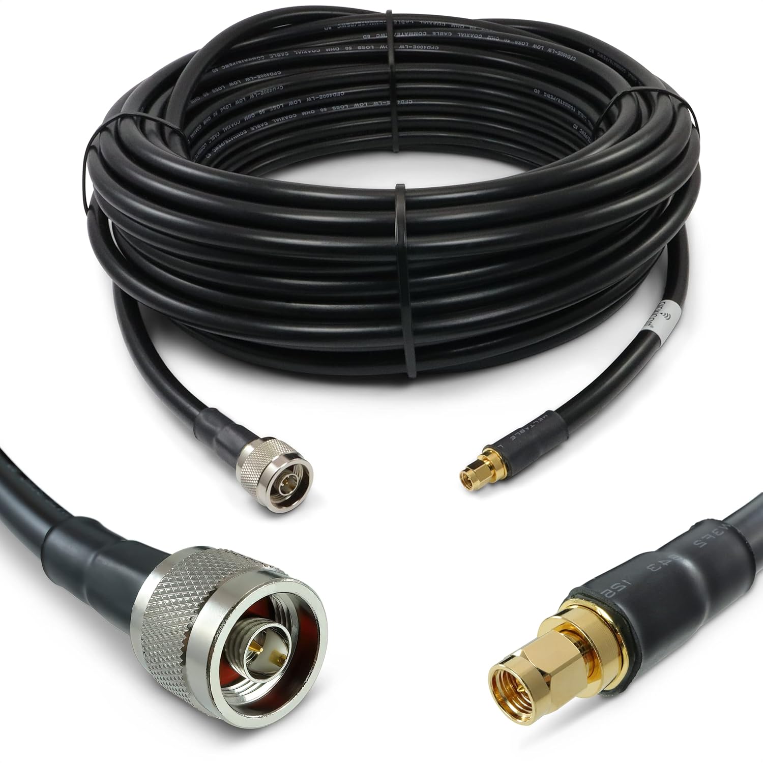 Proxicast 75 ft SMA Male to N Male Premium 400 Series Low-Loss Coax Cable (50 Ohm) for 4G LTE, 5G Modems/Routers, Ham, ADS-B, GPS to Antenna or Surge Arrester Use (Not for TV or WiFi) (ANT-140-020-75)