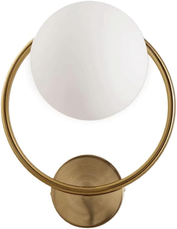 Simple Style Wrought Iron Wall Lamps, Creative Spherical Glass Lampshades, E27 Single-Ended Wall Lights, Bedroom Dining Room Wall-Mounted Lighting Fixtures