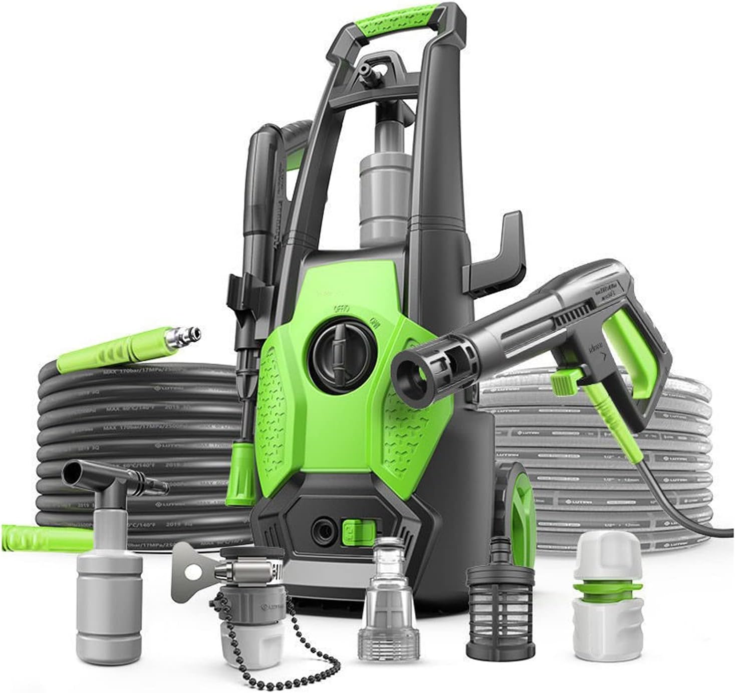 Electric Pressure Washer, 1700W High Pressure Car Washing Machine,130bar Professional Washing Machine with Soap Bottle and Hose for Home/Car