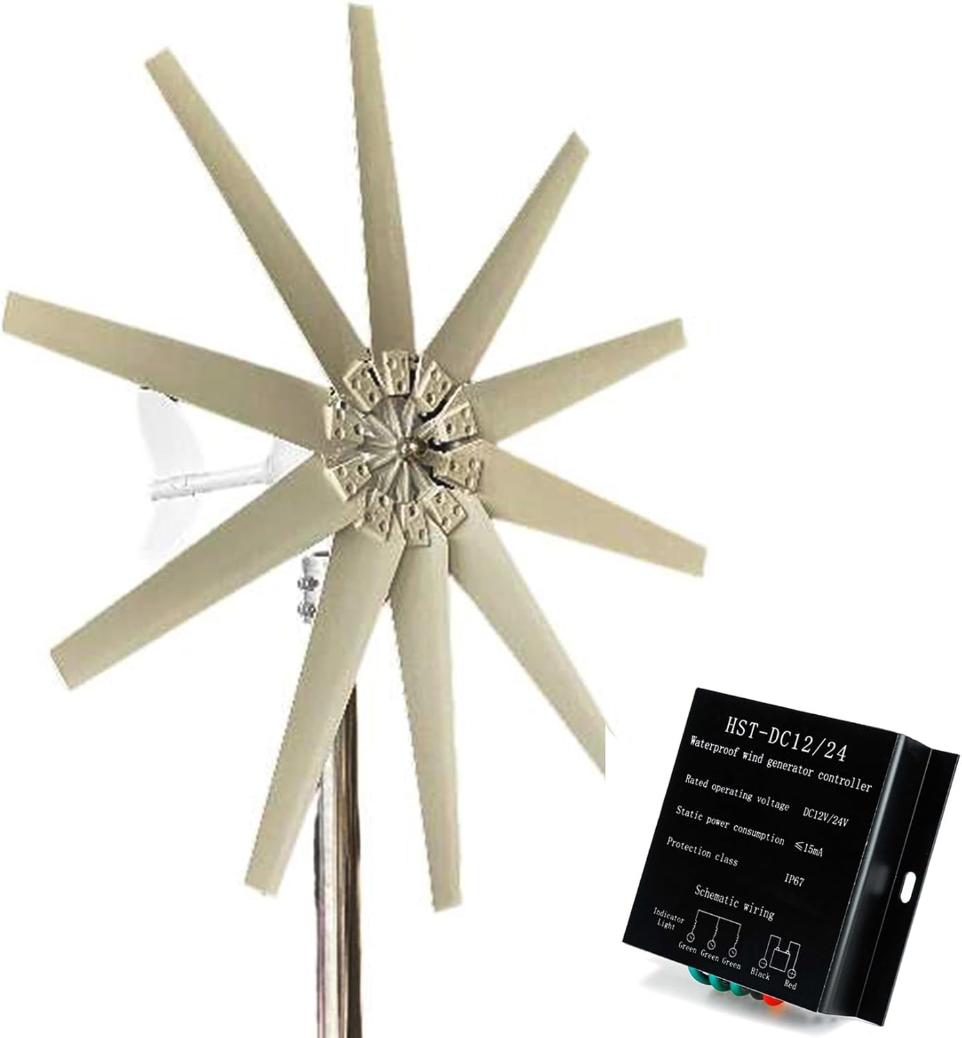 48V,HYZHANHONG 10 Blades 12000W Wind Turbine Generator Kit Low Noise Low Start Wind Speed 12V 24V 48V New Energy Horizontal Wind Turbine Generator