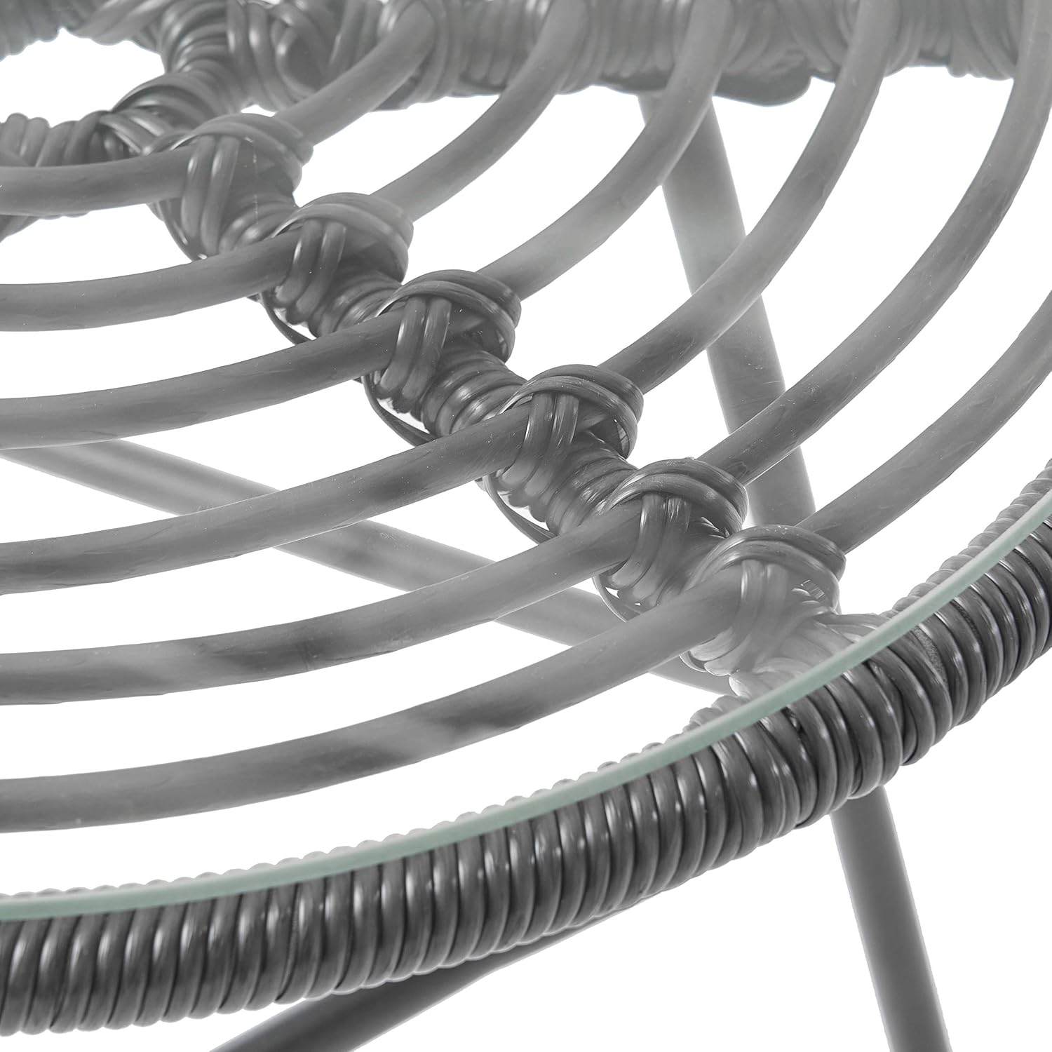 Great Deal Furniture Noble House Orlando Outdoor Glass Top Faux Rattan Side Table in Gray