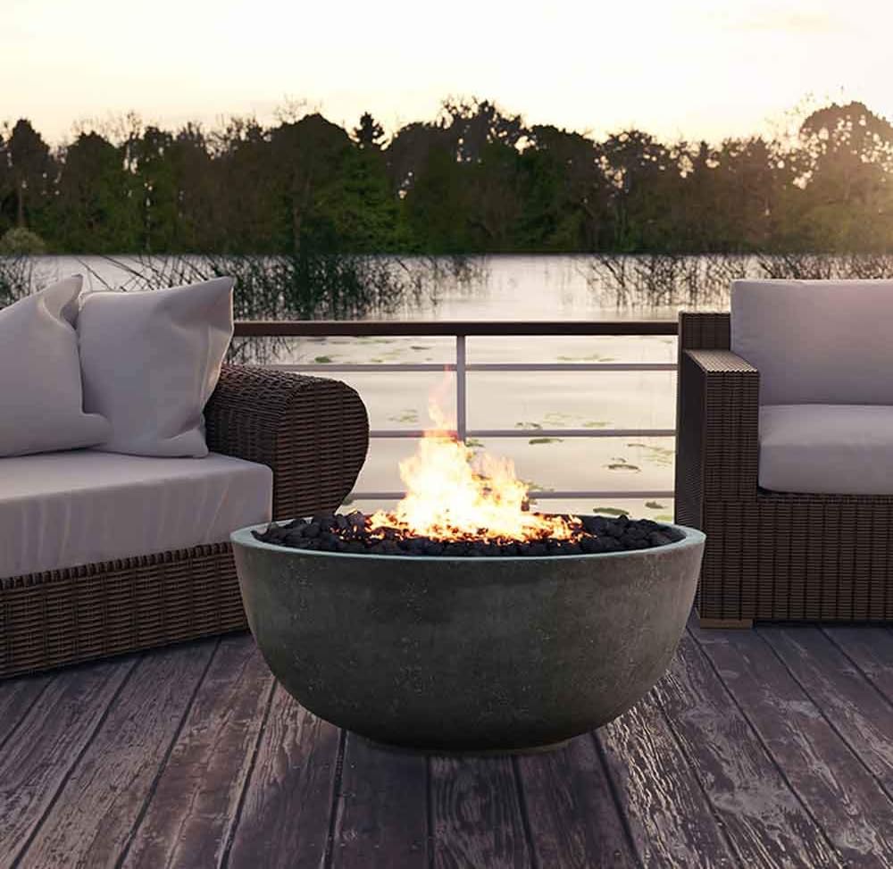 Prism Hardscapes Moderno 1 Concrete Gas Fire Pit (PH-400-5NG), Natural Gas, Ultra White, 39-Inch