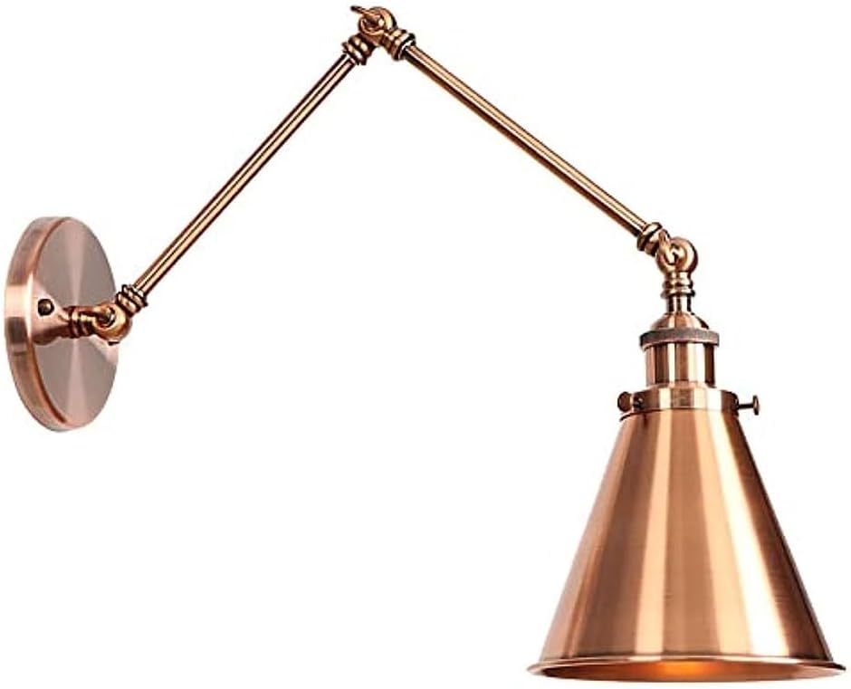 Industrial Farmhouse Wall Mounted Light with Adjustable Arm, Rustic Swing Arm Sconces for Entryway, Lobby, Kitchen, Bedroom, Living Room, Hallway, Red Copper Finish