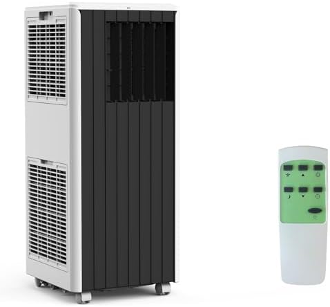 8,000 BTU Portable Air Conditioner, 3 in-1 AC/Dehumidifier/Fan for 350 sq ft, 45 dB Quiet, 24H Timer & Remote, Window Kit & Wheels Included – Grey