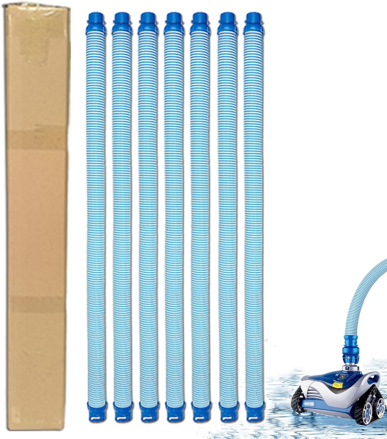 7 Pack Premium R0527700 Pool Cleaning Vacuum Hoses, Fast Twist Lock Hose Replacement Kit Compatible with Zodiac Baracuda MX6,MX8,X7,T3,T5 Swimming Pool Cleaner, One Year Warranty