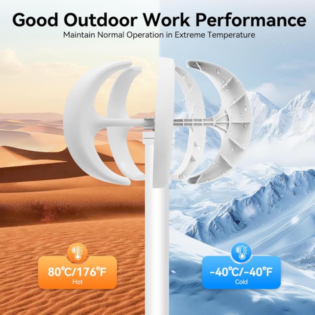 3000W Low Noise Vertical Wind Turbine Generator, with 5 Blades Vertical Axis Wind Turbine Generator Motor Kit for Garden Home (12V-220V),12V