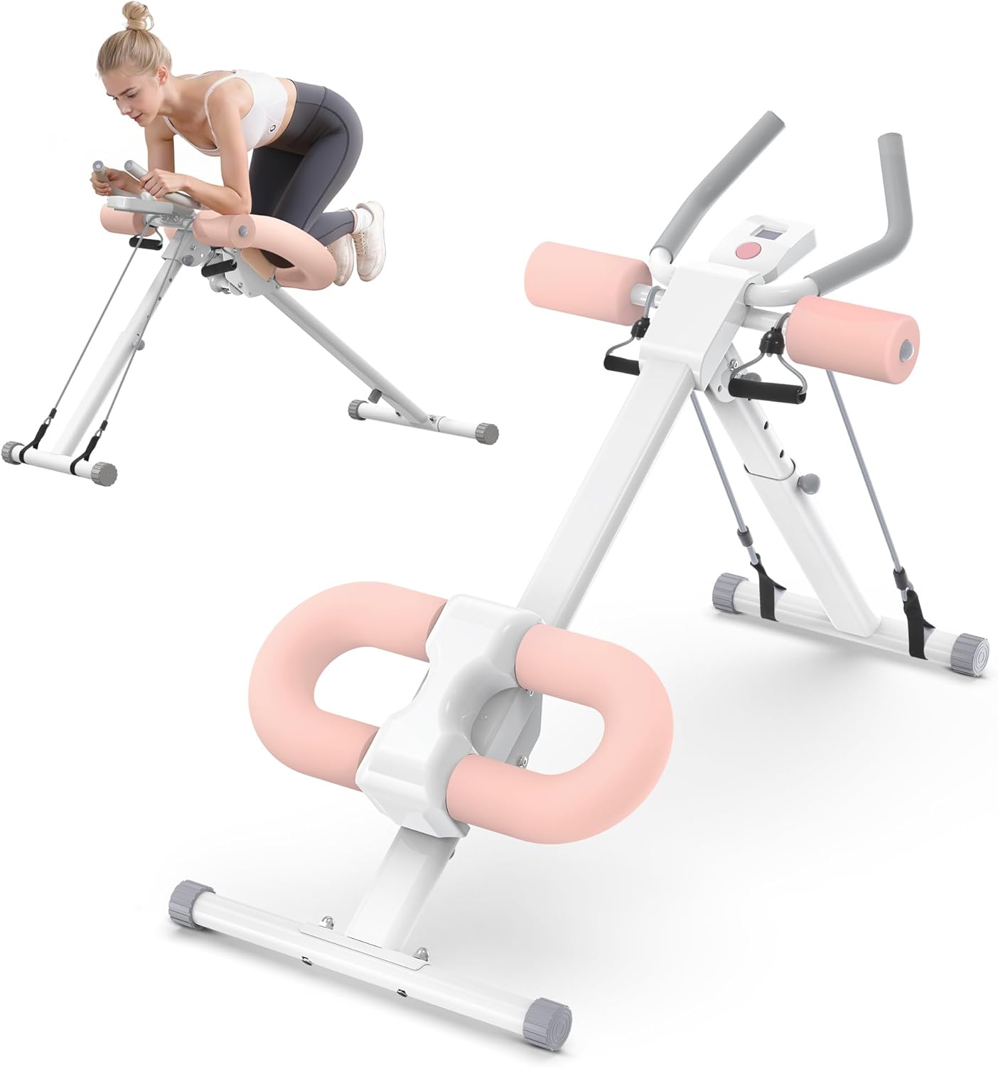 WARMOUNTS Ab Machine, Adjustable Ab Trainer, Foldable Core & Ab Workout Equipment with Knee Protection Function for Home Gym Fitness, Abdominal Trainer Machine for Women & Men