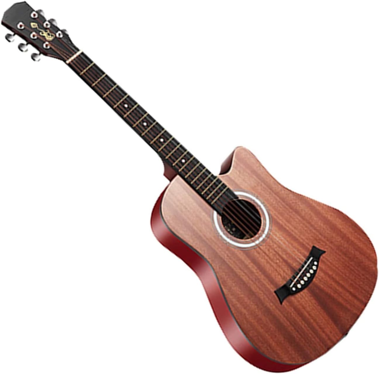 Full Size Guitar 6 String The Sound is Crisp Semi Open Knob Starter Kit Included Beginner Adult Travel Wood Guitar Beginner Acoustic Guitar Starter Package Student G (Color : Black) (Brown)