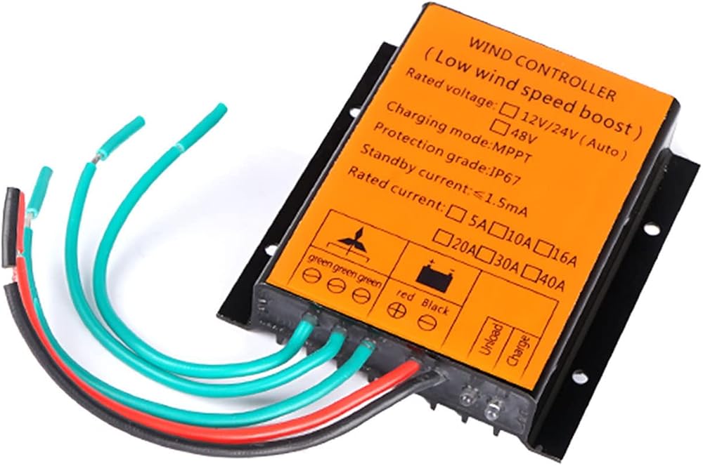 High Efficient 8000W DC12V-48V MPPT Charge Controller Wind Turbines Generator Regulator IP67 for 100-8000W Wind Turbine System (Yellow)