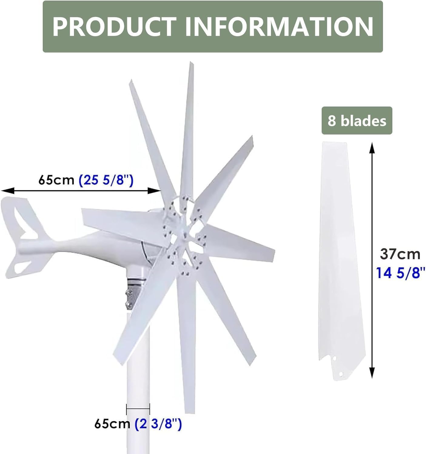 CAJUCA 8000W Wind Turbine Generator Kit,Wind Mill Generator with 8 Blade, 220V Wind Mill Generator with Solar Wind Hybrid Controller