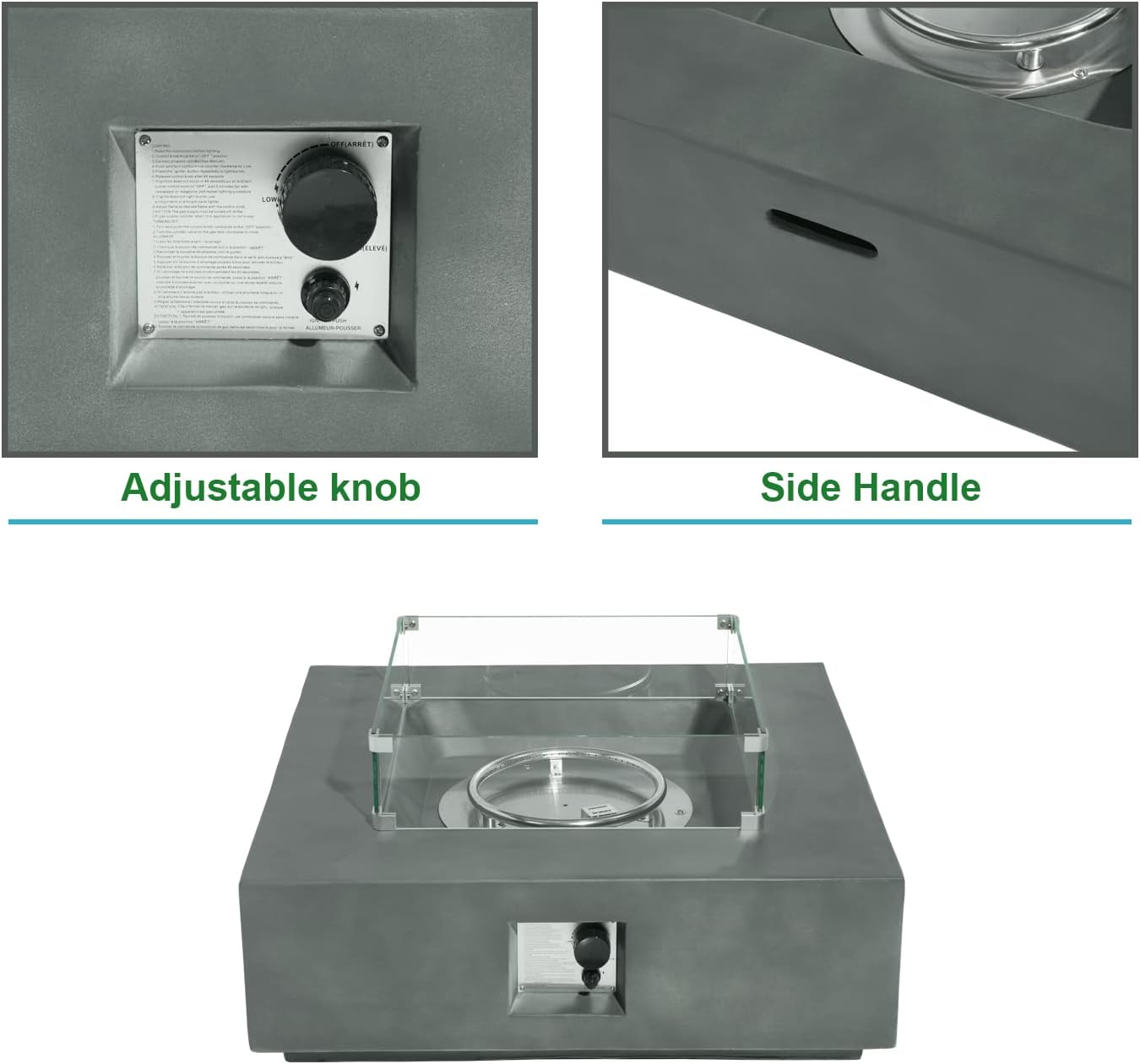 SUNBURY Outdoor Propane Fire Pit Table, 50,000 BTU Patio Gas Fire Table (Dark Green)