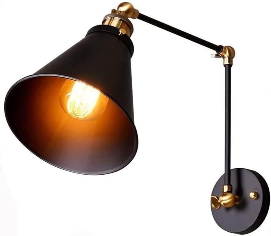 Wall Lamps, Swing Arm Wall Lamp, Adjustable Metal Hardwire Lighting Fixture, Indoor Farmhouse Wall Light, for Bedroom Living Room Hallway Wall Sconce